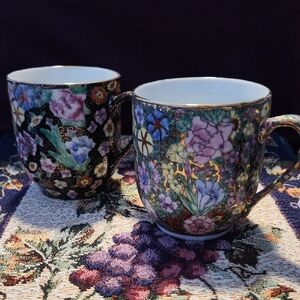 Floral Hand Painted Mugs - Multicolor